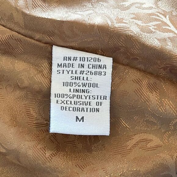 Soft Surroundings 100% Wool Cape Coat Gold Satin Lining Cut Out Collar Pattern M - Picture 6 of 7